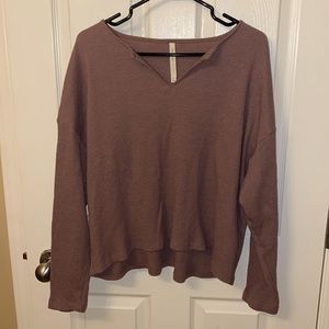 Babaton Aritzia waffle longsleeve V neck